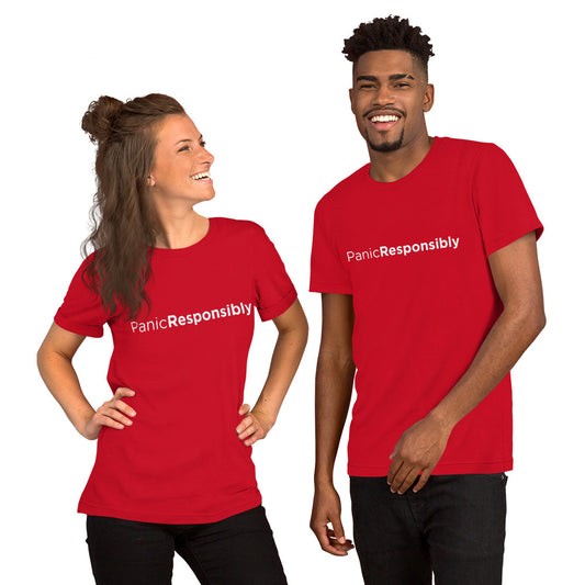 Panic Responsibly (Red, Blue, Green) Unisex t-shirt